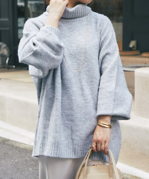 un dix cors（アンディコール）の「ヤクライクタートルニット（ニット/セーター・レディース・ピンク/グレー/ブラック/ホワイト系その他・FREE）」の7枚目の写真