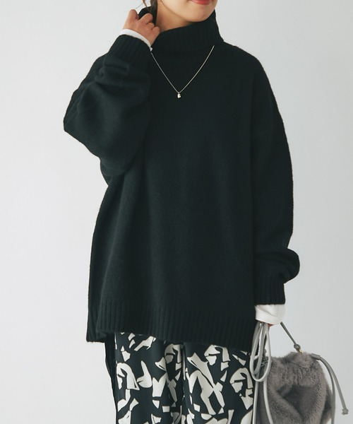 un dix cors（アンディコール）の「ヤクライクタートルニット（ニット/セーター・レディース・ピンク/グレー/ブラック/ホワイト系その他・FREE）」の3枚目の写真