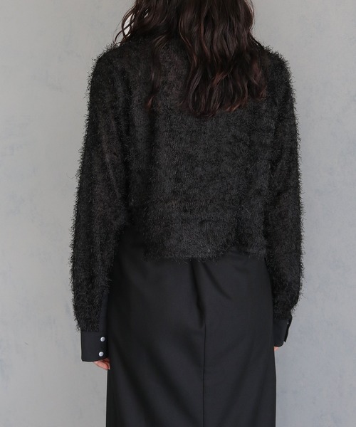 &g'aime（アンジェム）の「【&g'aime】フリンジジャガードクロップドシャツ　FRINGE JACQUARD CROPPED SHIRT（シャツ/ブラウス・レディース・アイボリー/ブラック・FREE）」の9枚目の写真