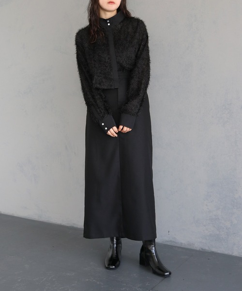 &g'aime（アンジェム）の「【&g'aime】フリンジジャガードクロップドシャツ　FRINGE JACQUARD CROPPED SHIRT（シャツ/ブラウス・レディース・アイボリー/ブラック・FREE）」の10枚目の写真