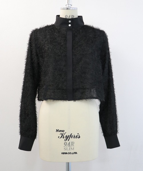 &g'aime（アンジェム）の「【&g'aime】フリンジジャガードクロップドシャツ　FRINGE JACQUARD CROPPED SHIRT（シャツ/ブラウス・レディース・アイボリー/ブラック・FREE）」の13枚目の写真
