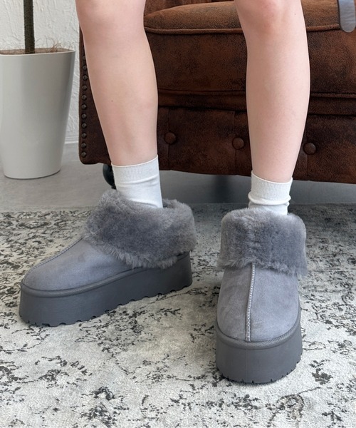 sedacle girl(セダクルガール)の「厚底ムートンサンダル(ブーツ・レディース・グレー/ブラック/ブラウン・SMALL/MEDIUM/LARGE)」の7枚目の写真