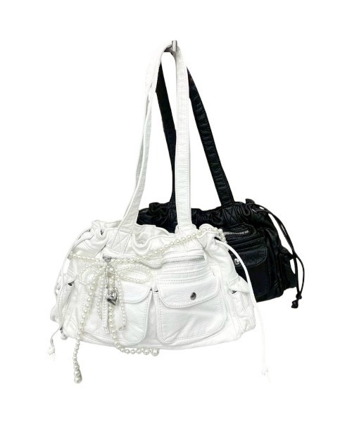 Never mind the XU / Chikashitsu+（ネバーマインド ザ エックスユー / チカシツプラス）の「【nmtc+】2way coating pocket shoulder bag 2 / 【エヌエムティーシープラス】ツーウェイコーティングポケットショルダーバッグ（ショルダーバッグ・メンズ・ブラック/ホワイト・ONE SIZE）」の22枚目の写真