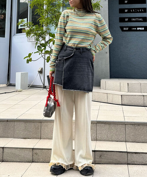 CIAOPANIC（チャオパニック）の「マルチボーダープチタートルニット（ニット/セーター・レディース・パープル/グリーン/レッド・ONE SIZE）」の10枚目の写真