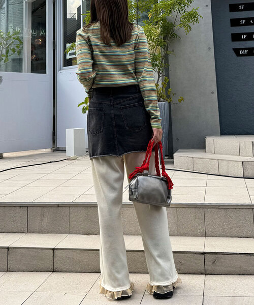 CIAOPANIC（チャオパニック）の「マルチボーダープチタートルニット（ニット/セーター・レディース・パープル/グリーン/レッド・ONE SIZE）」の12枚目の写真