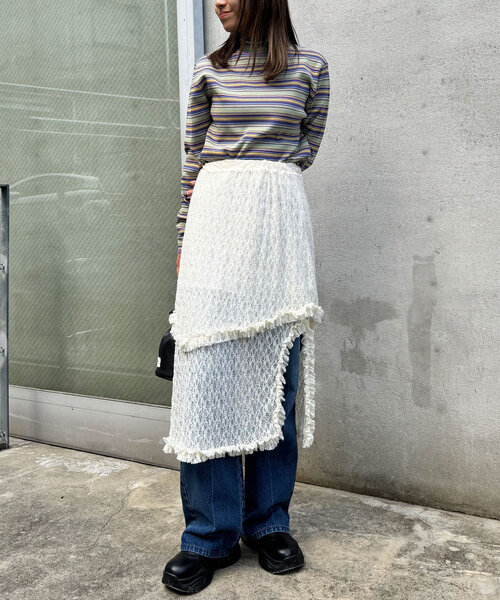 CIAOPANIC（チャオパニック）の「マルチボーダープチタートルニット（ニット/セーター・レディース・パープル/グリーン/レッド・ONE SIZE）」の18枚目の写真