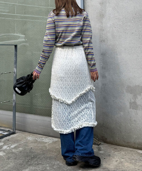 CIAOPANIC（チャオパニック）の「マルチボーダープチタートルニット（ニット/セーター・レディース・パープル/グリーン/レッド・ONE SIZE）」の20枚目の写真