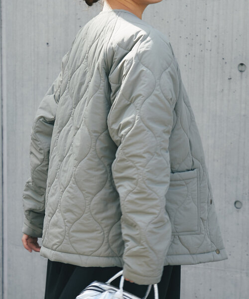 un dix cors（アンディコール）の「《2WAY》リバーシブルキルティングジャケット（ダウンジャケット/コート・レディース・ブラック/カーキ/ベージュ・FREE）」の7枚目の写真