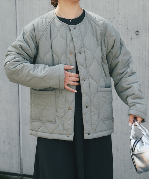 un dix cors（アンディコール）の「《2WAY》リバーシブルキルティングジャケット（ダウンジャケット/コート・レディース・ブラック/カーキ/ベージュ・FREE）」の9枚目の写真