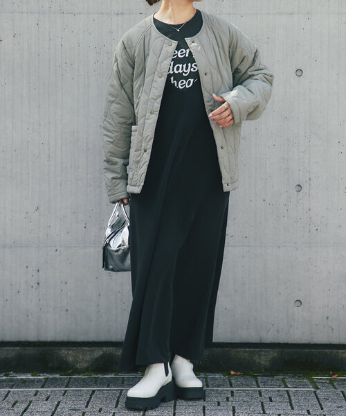 un dix cors（アンディコール）の「《2WAY》リバーシブルキルティングジャケット（ダウンジャケット/コート・レディース・ブラック/カーキ/ベージュ・FREE）」の10枚目の写真