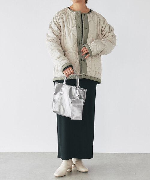 un dix cors（アンディコール）の「《2WAY》リバーシブルキルティングジャケット（ダウンジャケット/コート・レディース・ブラック/カーキ/ベージュ・FREE）」の14枚目の写真