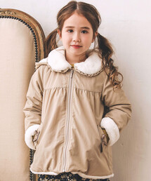 BeBe | 【撥水加工】ヴィンテージタフタ裏ファーフードブルゾン(80~150cm)(ブルゾン)