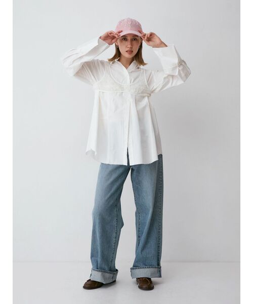 Ungrid（アングリッド）の「カットオフビッグシルエットシャツ（シャツ/ブラウス・レディース・グリーン系その他/ネイビー/オフホワイト・FREE）」の10枚目の写真