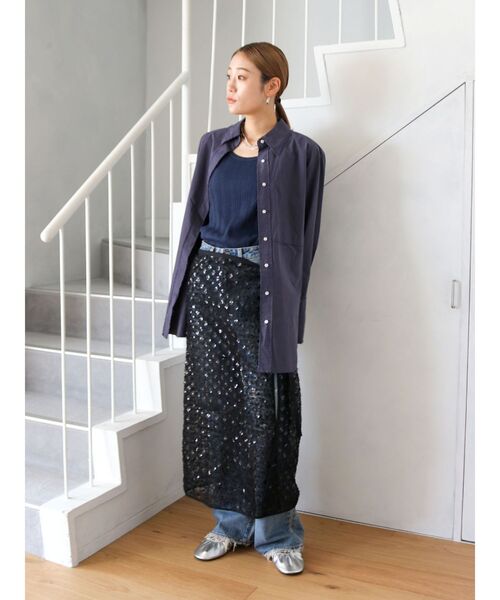 Ungrid（アングリッド）の「カットオフビッグシルエットシャツ（シャツ/ブラウス・レディース・グリーン系その他/ネイビー/オフホワイト・FREE）」の17枚目の写真