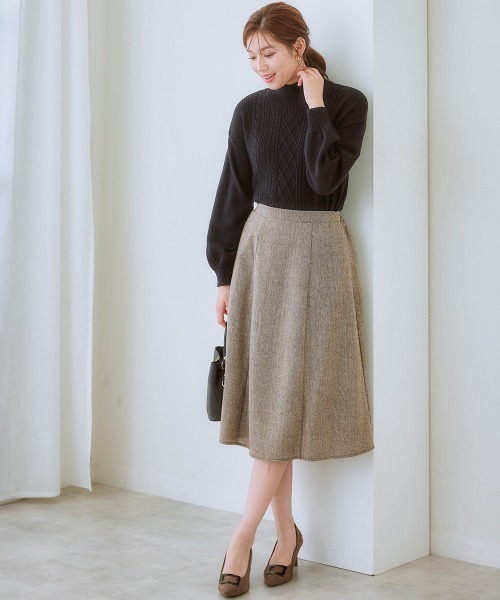 7days Life Styling(セブンデイズライフスタイリング)の「フロントケーブル編みハイネックニット (洗濯機OK)(ニット/セーター・レディース・アイボリー/ラベンダー/杢グレー/ブラック・M/L/LL/3L/S)」の14枚目の写真