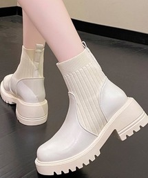 リブニットソックスブーツ
