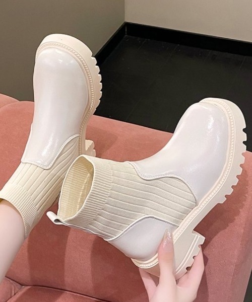 セール】リブニットソックスブーツ（ブーツ）｜Ritzy（リッツィー）の