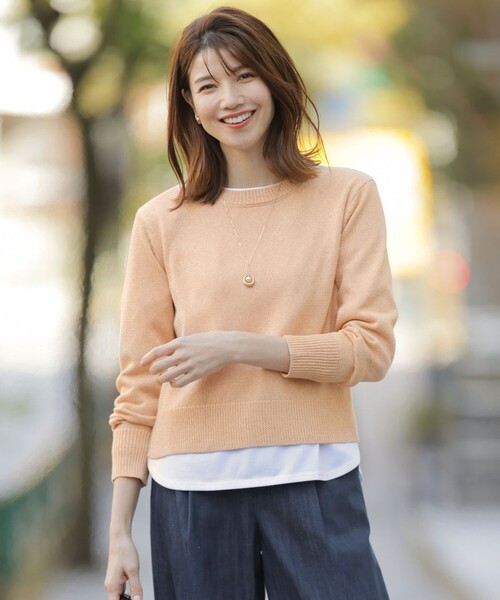 J.PRESS(ジェイプレス)の「【洗える】Reeves Shine クルーネック ニット(ニット/セーター・レディース・グリーン系/ベージュ系/サックスブルー系/オレンジ系・T13/T15)」の4枚目の写真