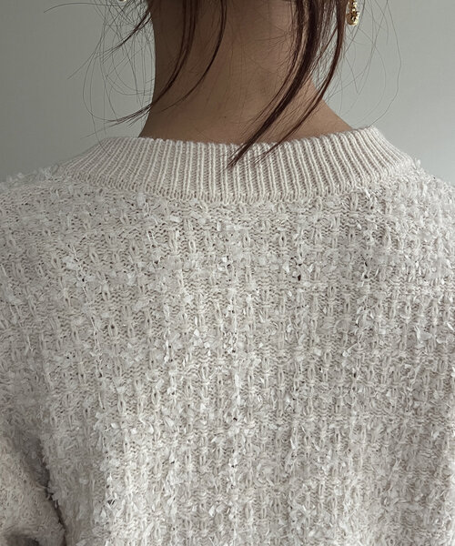 Chez toi（シェトワ）の「ツイードカーディガン（カーディガン/ボレロ・レディース・ブラック/グレイッシュベージュ/ネイビー・FREE）」の8枚目の写真