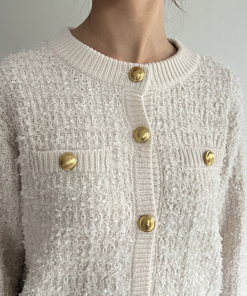 Chez toi（シェトワ）の「ツイードカーディガン（カーディガン/ボレロ・レディース・ブラック/グレイッシュベージュ/ネイビー・FREE）」の10枚目の写真