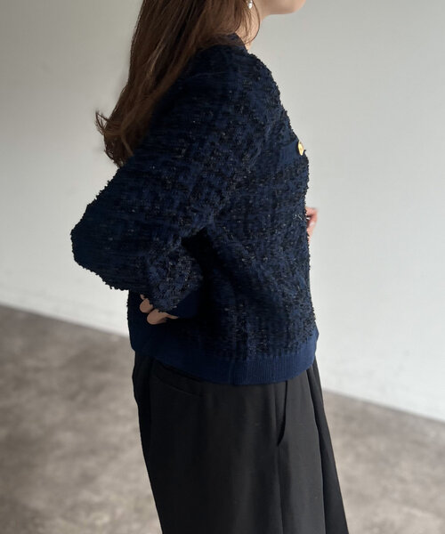 Chez toi（シェトワ）の「ツイードカーディガン（カーディガン/ボレロ・レディース・ブラック/グレイッシュベージュ/ネイビー・FREE）」の19枚目の写真