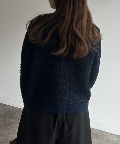 Chez toi（シェトワ）の「ツイードカーディガン（カーディガン/ボレロ・レディース・ブラック/グレイッシュベージュ/ネイビー・FREE）」の20枚目の写真