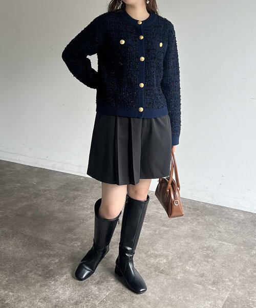 Chez toi（シェトワ）の「ツイードカーディガン（カーディガン/ボレロ・レディース・ブラック/グレイッシュベージュ/ネイビー・FREE）」の22枚目の写真