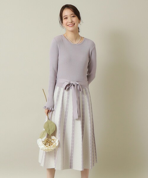 ITS'DEMO（イッツデモ）の「◆【手洗い可】リブニットフレアワンピース（ワンピース・レディース・パープル/ネイビー/ブラック・00）」の3枚目の写真