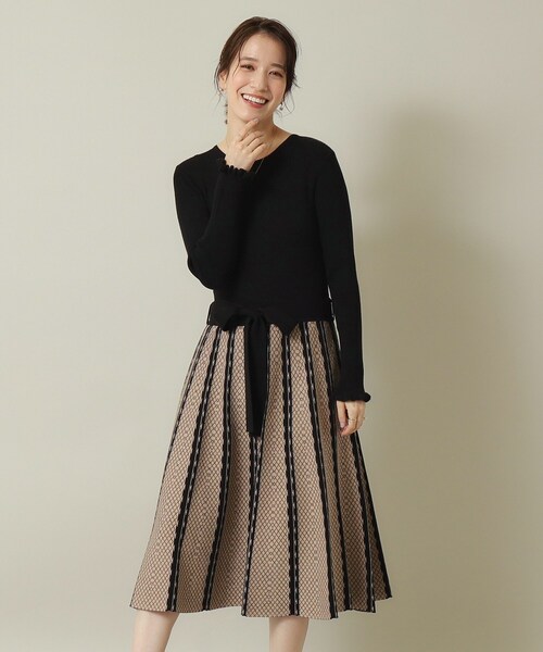 ITS'DEMO（イッツデモ）の「◆【手洗い可】リブニットフレアワンピース（ワンピース・レディース・パープル/ネイビー/ブラック・00）」の2枚目の写真