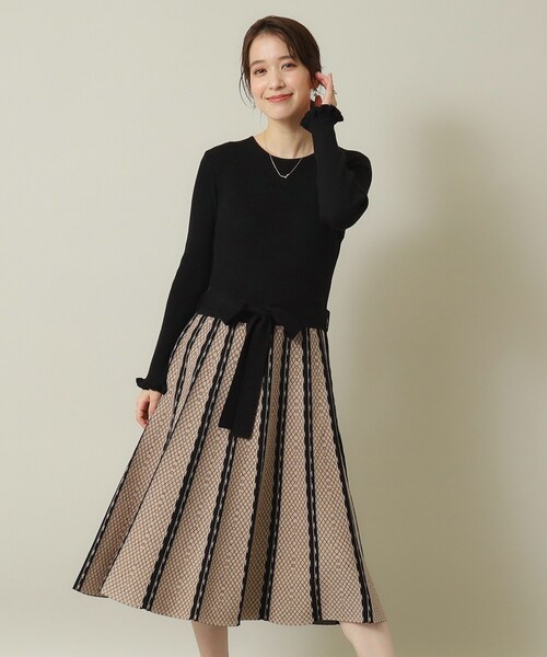 ITS'DEMO（イッツデモ）の「◆【手洗い可】リブニットフレアワンピース（ワンピース・レディース・パープル/ネイビー/ブラック・00）」の4枚目の写真