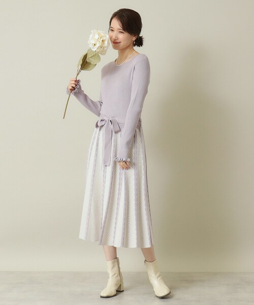 ITS'DEMO（イッツデモ）の「◆【手洗い可】リブニットフレアワンピース（ワンピース・レディース・パープル/ネイビー/ブラック・00）」の9枚目の写真