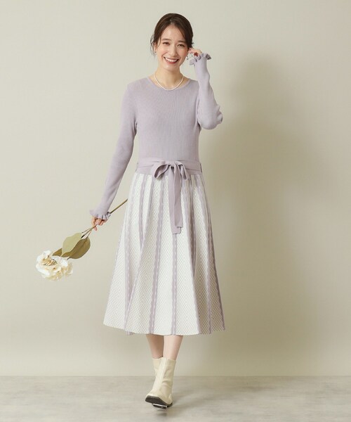 ITS'DEMO（イッツデモ）の「◆【手洗い可】リブニットフレアワンピース（ワンピース・レディース・パープル/ネイビー/ブラック・00）」の10枚目の写真