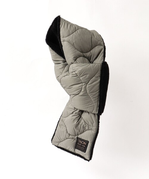 TAION（タイオン）の「【TAION/タイオン】MILITARY R/S DOWN SCARF SOFT SHELL 17（マフラー・メンズ・ベージュ/ブラック/ミント/ブラック系その他・FREE）」の4枚目の写真