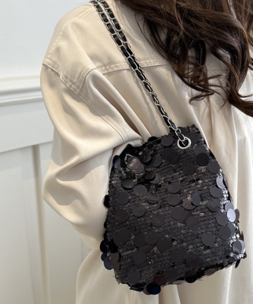 tolene(トレネ)の「スパンコールハンドバッグ チェーンストラップ(ハンドバッグ・レディース・ブラック/シルバー・ONE SIZE)」の9枚目の写真