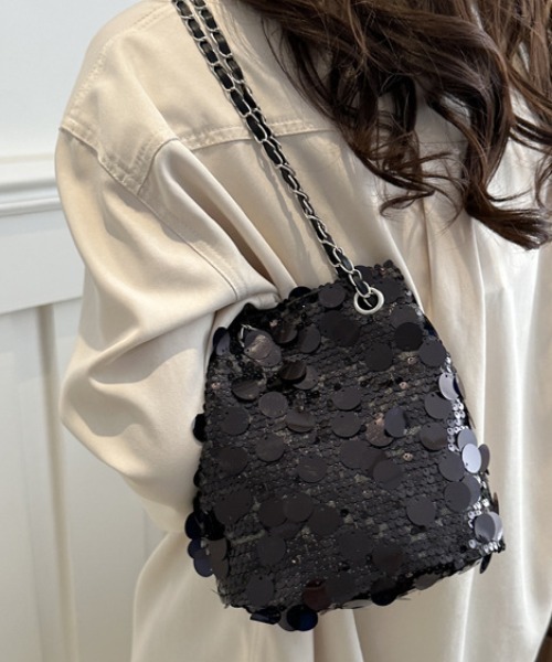 tolene(トレネ)の「スパンコールハンドバッグ チェーンストラップ(ハンドバッグ・レディース・ブラック/シルバー・ONE SIZE)」の8枚目の写真