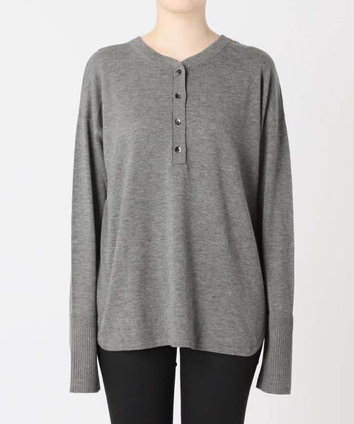 JOURNAL STANDARD（ジャーナルスタンダード）の「《WEB限定追加3》ウォッシャブル2WAYヘンリープルオーバー（ニット/セーター・レディース・チャコールグレー/ブラック・FREE）」の3枚目の写真