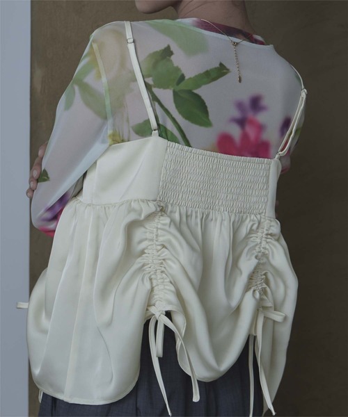 miette（ミエット）の「サテンドロストギャザービスチェ（キャミソール・レディース・アイボリー/ブラック/ブラウン・FREE）」の15枚目の写真