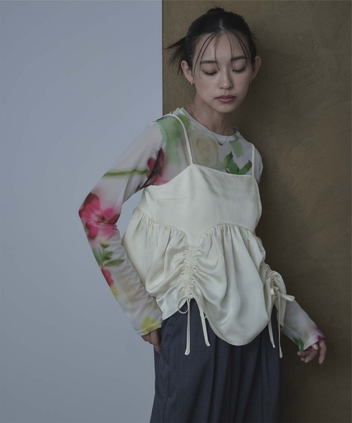 miette（ミエット）の「サテンドロストギャザービスチェ（キャミソール・レディース・アイボリー/ブラック/ブラウン・FREE）」の16枚目の写真