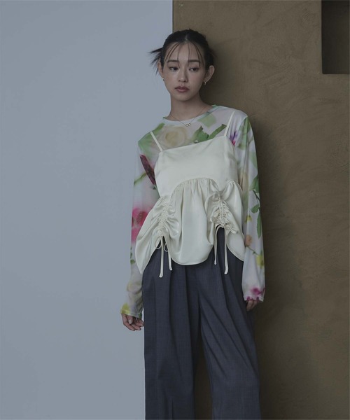 miette（ミエット）の「サテンドロストギャザービスチェ（キャミソール・レディース・アイボリー/ブラック/ブラウン・FREE）」の17枚目の写真