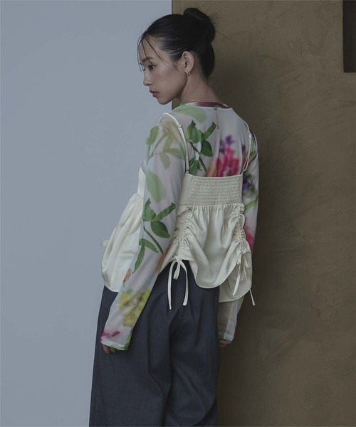 miette（ミエット）の「サテンドロストギャザービスチェ（キャミソール・レディース・アイボリー/ブラック/ブラウン・FREE）」の19枚目の写真