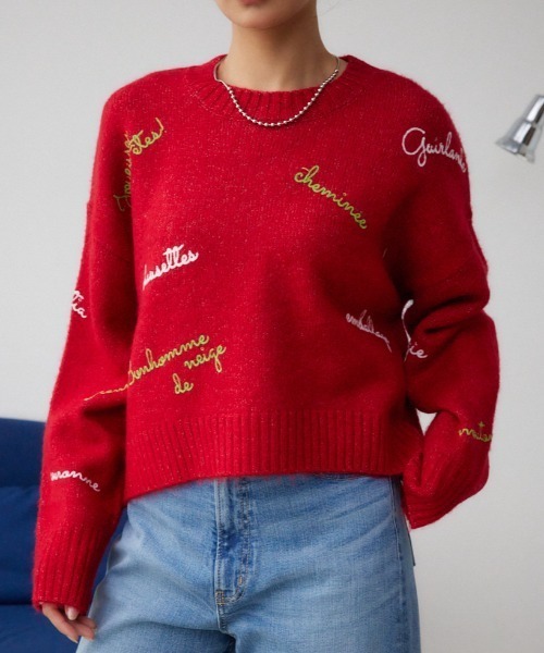 セール】アソート刺繍ニット（ニット/セーター）｜AZUL BY MOUSSY