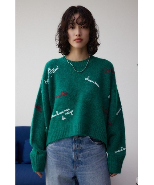 AZUL by moussy(アズールバイマウジー)の「アソート刺繍ニット(ニット/セーター・レディース・レッド/グリーン/ブラック/アイボリー・SMALL/MEDIUM)」の5枚目の写真