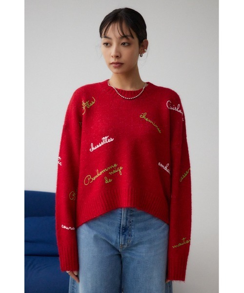 AZUL by moussy(アズールバイマウジー)の「アソート刺繍ニット(ニット/セーター・レディース・レッド/グリーン/ブラック/アイボリー・SMALL/MEDIUM)」の10枚目の写真