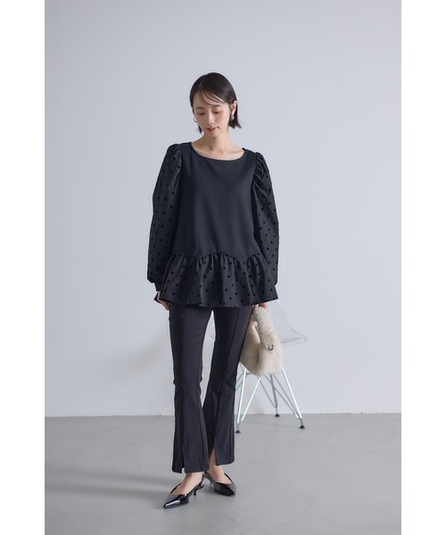 tシャツ ヘム切替フロッキードット起毛カットプルオーバー レディース &. NOSTALGIA tシャツ ヘム切替フロッキードット起毛カットプル