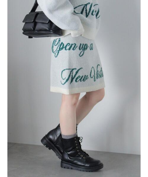 セール】ロゴニットミニスカート(セットアップ可)（スカート）｜ehka