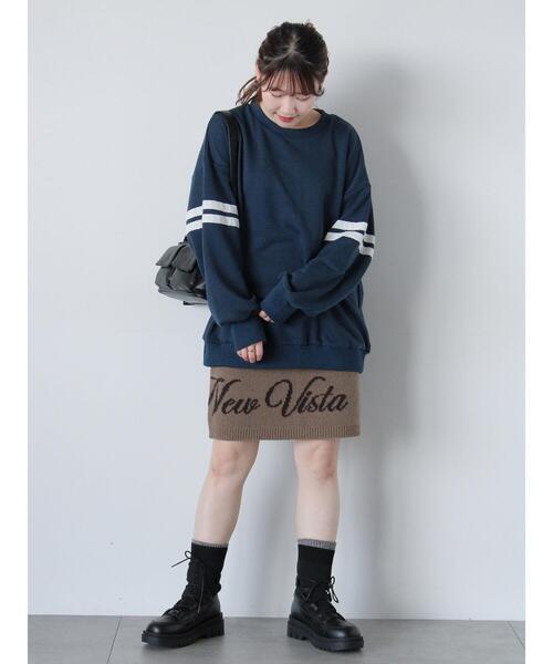 ehka sopo(エヘカソポ)の「ロゴニットミニスカート(セットアップ可)(スカート・レディース・モカ/ブラック/キナリ・F)」の12枚目の写真