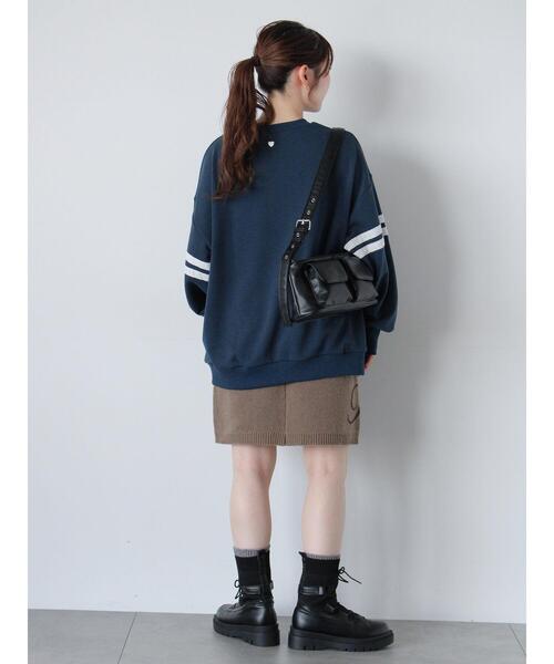 ehka sopo(エヘカソポ)の「ロゴニットミニスカート(セットアップ可)(スカート・レディース・モカ/ブラック/キナリ・F)」の14枚目の写真