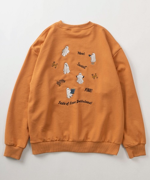 POWER TO THE PEOPLE（パワートゥーザピープル）の「【Power To The People/パワー・トゥ・ザ・ピープル】「GHOSTS/DOGS」 ワンポイントロゴ刺繍＆ファニーイラスト バック刺繍デザイン クルーネックスウェット/トレーナー/ドロップショルダー/ 裏毛/ ユニセックス（スウェット・メンズ・ライトグリーン/チャコールグレー/オフホワイト/アイボリー/ブラック/オレンジ・XL/L/M）」の7枚目の写真