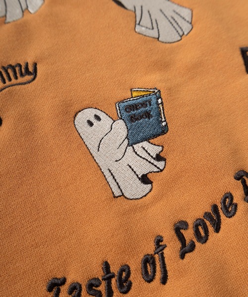 POWER TO THE PEOPLE（パワートゥーザピープル）の「【Power To The People/パワー・トゥ・ザ・ピープル】「GHOSTS/DOGS」 ワンポイントロゴ刺繍＆ファニーイラスト バック刺繍デザイン クルーネックスウェット/トレーナー/ドロップショルダー/ 裏毛/ ユニセックス（スウェット・メンズ・ライトグリーン/チャコールグレー/オフホワイト/アイボリー/ブラック/オレンジ・XL/L/M）」の22枚目の写真