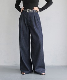 【cheriella】ハイウエストタックワイドデニムパンツ HIGH WAIST TUCK WIDE DENIM PANTS